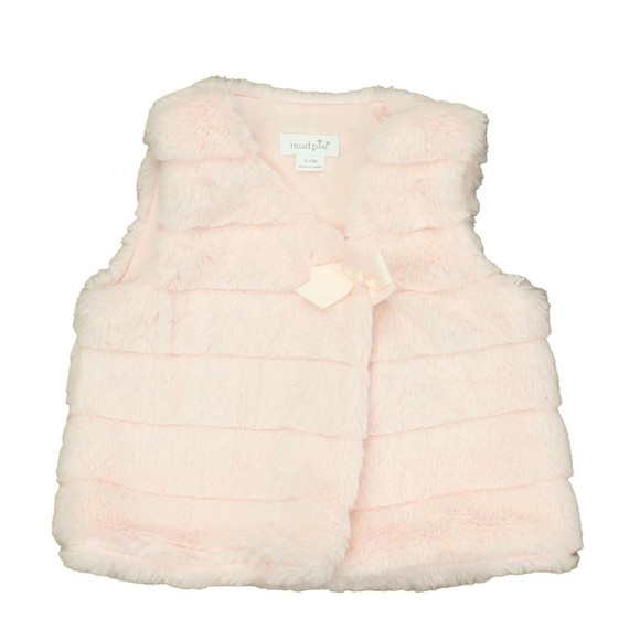 Mudpie Girls Pink | Faux Fur Vest size: 9-12 Months - Picture 1 of 1